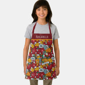 かわいいキッズピザベーキング追加の名前 エプロン (インサイチュ)