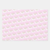 かわいいキッズピンクのクリスマス ラッピングペーパーシート (正面)