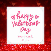 かわいいキッズピンクバレンタイン スクエアシール