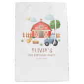 かわいいキッズファーム動物の誕生日パーティー ミディアムペーパーバッグ (正面)