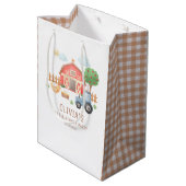 かわいいキッズファーム動物の誕生日パーティー ミディアムペーパーバッグ (裏面アングル)