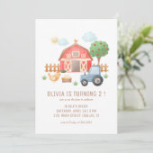 かわいいキッズファーム動物の誕生日パーティー 招待状 (スタンド正面)