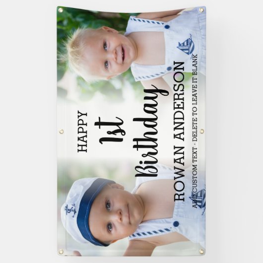 かわいいキッズフォトコラージュ任意の年齢の誕生日パーティー 横断幕 (縦)