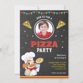 かわいいキッズフォトチョークボードピザ誕生日パーティー 招待状 (正面)