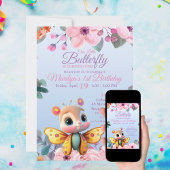 かわいいキッズフローラ蝶のためのベビーガール誕生日 招待状