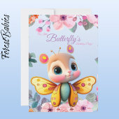 かわいいキッズフローラ蝶のためのベビーガール誕生日 招待状