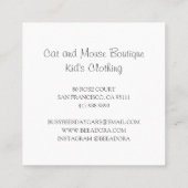 かわいいキッズベビーリテールブティックキャットマウスバルーン スクエア名刺 (裏面)