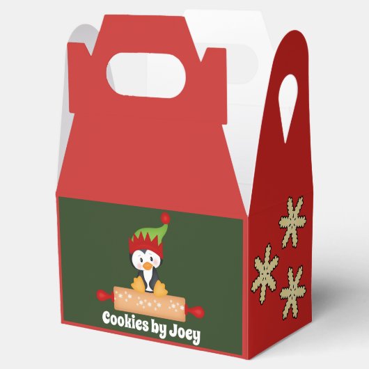 かわいいキッズベーキングペンギンクリスマスクキーボックス フェイバーボックス (オープン)