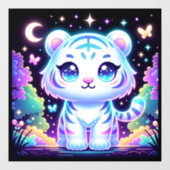 かわいいキッズホログラフィックホワイトタイガー | ウィンドウサイン (シート)