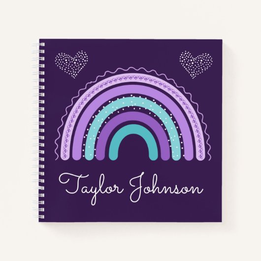 かわいいキッズボホレインボオンパープルノート ノートブック (正面)