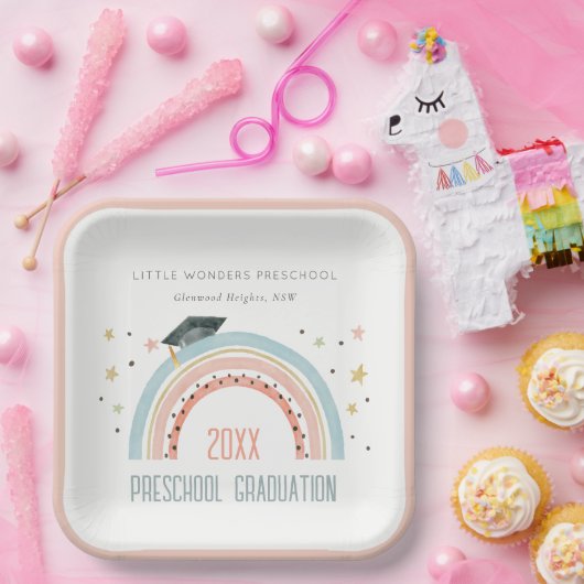 かわいいキッズボホレインボースタープレスクール卒業 ペーパープレート (パーティー)