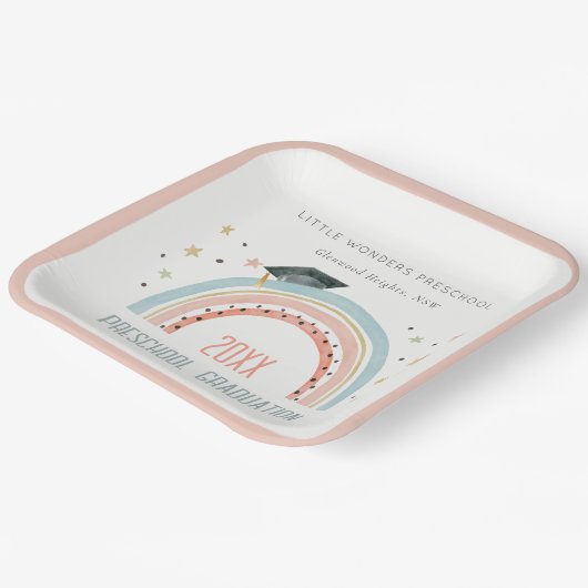 かわいいキッズボホレインボースタープレスクール卒業 ペーパープレート (傾斜あり)