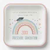 かわいいキッズボホレインボースタープレスクール卒業 ペーパープレート (正面)
