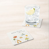 かわいいキッズポーティ子犬Any Age誕生日 スクエアペーパーコースター (インサイチュ)