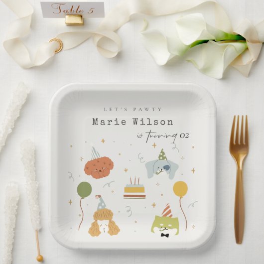 かわいいキッズポーティ子犬Any Age誕生日 ペーパープレート (ウェディング)