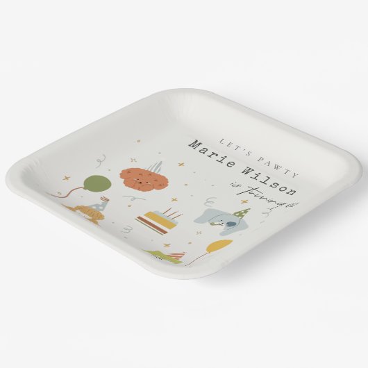 かわいいキッズポーティ子犬Any Age誕生日 ペーパープレート (傾斜あり)