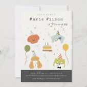 かわいいキッズポーティ子犬Any Age誕生日 招待状 (正面)