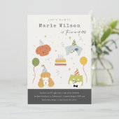 かわいいキッズポーティ子犬Any Age誕生日 招待状 (スタンド正面)