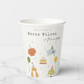 かわいいキッズポーティ子犬Any Age誕生日 紙コップ (裏面)