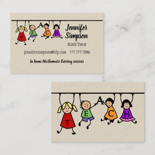 かわいいキッズマンガの言葉教えを隠して 名刺 (正面/裏面)