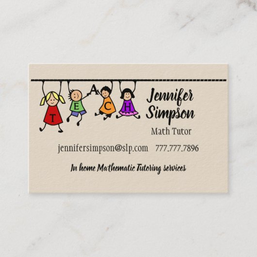 かわいいキッズマンガの言葉教えを隠して 名刺 (正面)