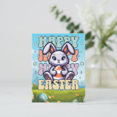 かわいいキッズマンガバニーエッグハッピーイースター シーズンカード (スタンド正面)