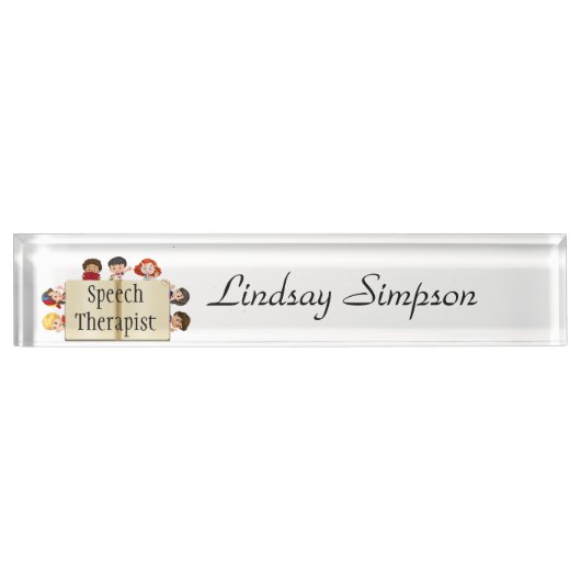 かわいいキッズマンガブックスピーチセラピスト デスクネームプレート (正面)
