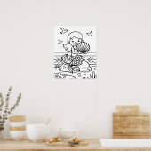 かわいいキッズマーメイドカラーリングポスター ポスター (キッチン)