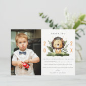 かわいいキッズライオンの葉フォトプリスクール卒業 サンキューカード (スタンド正面)