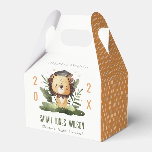 かわいいキッズライオンの葉就学前卒業パーティー フェイバーボックス (裏面サイド)