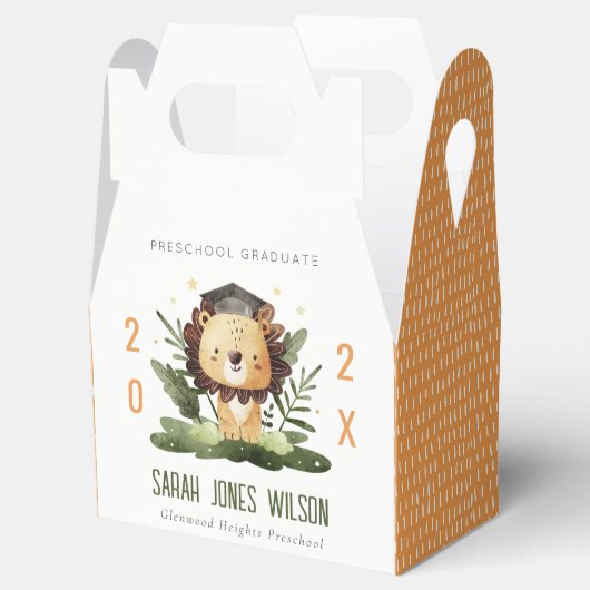 かわいいキッズライオンの葉就学前卒業パーティー フェイバーボックス (オープン)