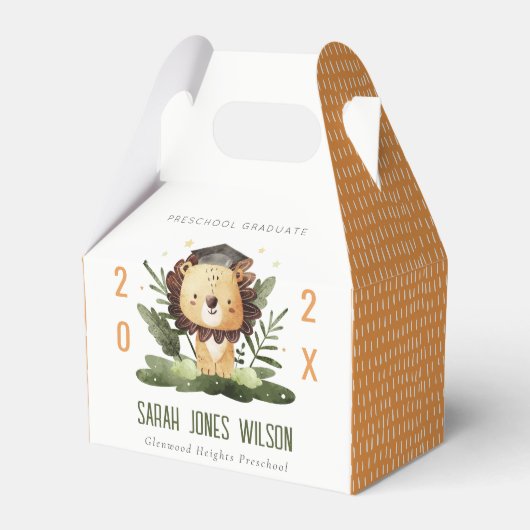 かわいいキッズライオンの葉就学前卒業パーティー フェイバーボックス (正面サイド)