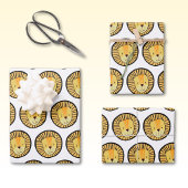 かわいいキッズライオンジャングルパターン ラッピングペーパーシート