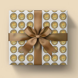 かわいいキッズライオンジャングルパターン ラッピングペーパーシート