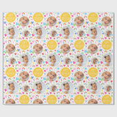 かわいいキッズリスト誕生日レインボーフォトハートイエロー ラッピングペーパー (フラット)