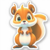 かわいいキッズリス森林動物マンガグラフィック シール (正面)