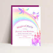 かわいいキッズレインボーユニコーンガーリー第1子供の誕生日 招待状