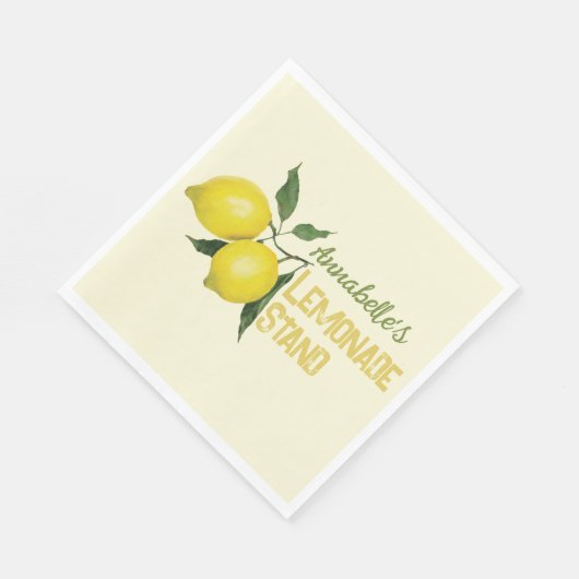 かわいいキッズレモパーソナライズされたネードスタンド スタンダードランチョンナプキン (角)