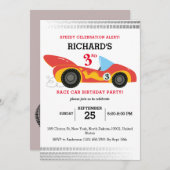 かわいいキッズレースカーテーマカラフル誕生日パーティー 招待状 (正面/裏面)