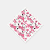 かわいいキッズ子猫ピンク白プリント スタンダードカクテルナプキン (角)