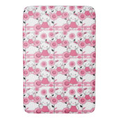 かわいいキッズ子猫ピンク白プリント バスマット (正面縦)