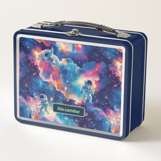 かわいいキッズ宇宙飛行士カスタム メタルランチボックス (正面)