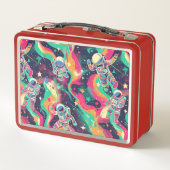 かわいいキッズ宇宙飛行士カスタム メタルランチボックス (裏面)