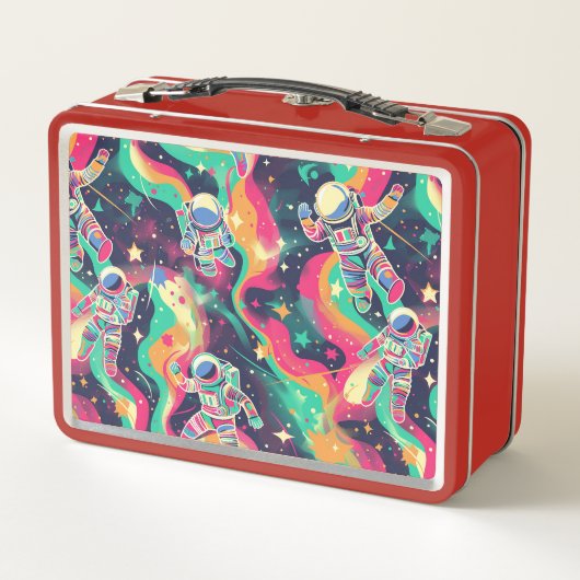 かわいいキッズ宇宙飛行士カスタム メタルランチボックス (裏面)