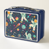 かわいいキッズ宇宙飛行士カスタム メタルランチボックス (裏面)
