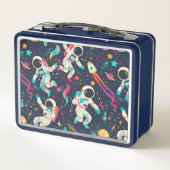 かわいいキッズ宇宙飛行士カスタム メタルランチボックス (裏面)