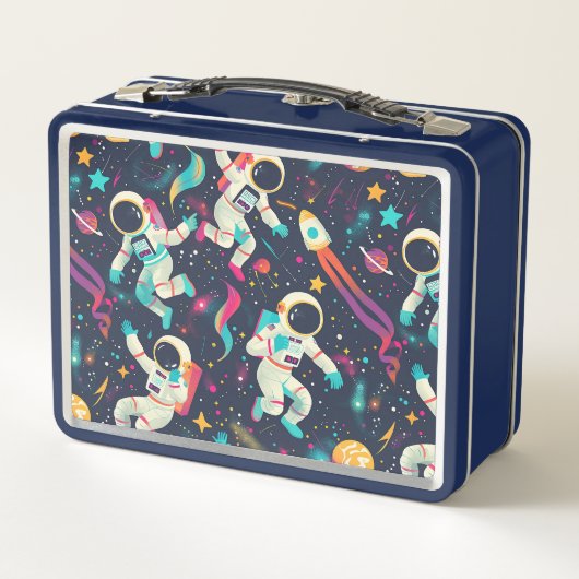かわいいキッズ宇宙飛行士カスタム メタルランチボックス (裏面)