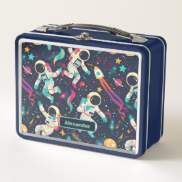 かわいいキッズ宇宙飛行士カスタム メタルランチボックス