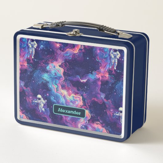 かわいいキッズ宇宙飛行士カスタム メタルランチボックス (正面)