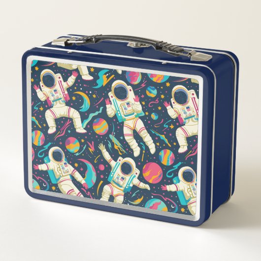 かわいいキッズ宇宙飛行士カスタム メタルランチボックス (裏面)